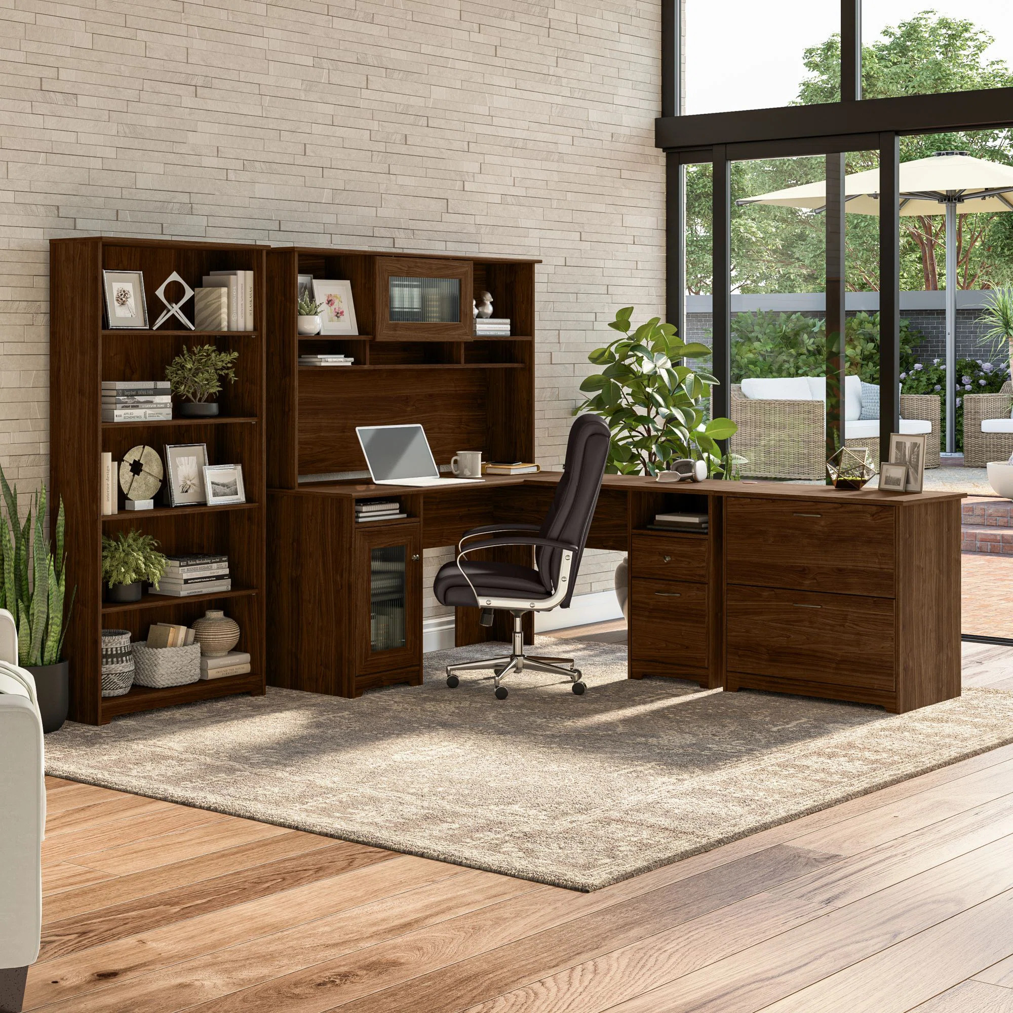 Shelonda 5 Piece L-Shape Computer Desk Office Set with Hutch | Wayfair North America