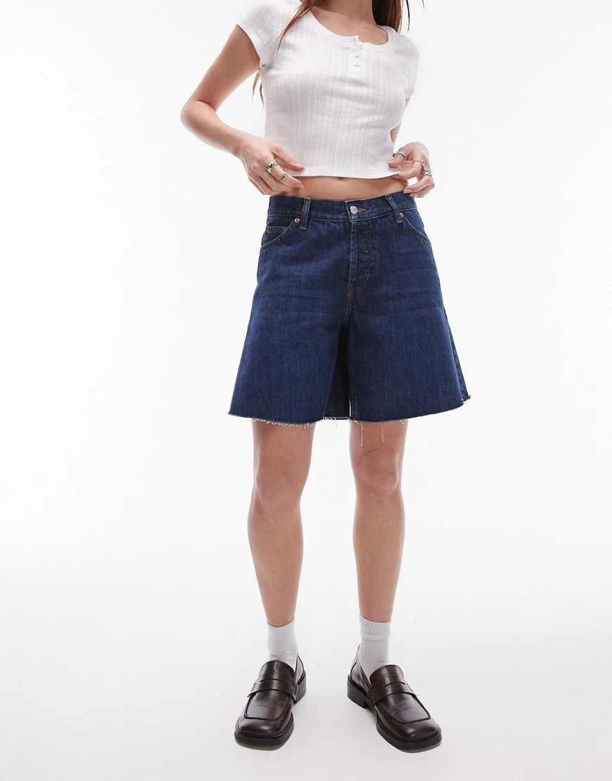 Topshop denim loose jort in rich blue | ASOS (Global)