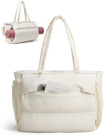 BAGSMART Tote Bag for Women, 22L Puffer Gym Bag for 40oz Tumbler, Work Tote Handbag for Travel Yo... | Amazon (US)
