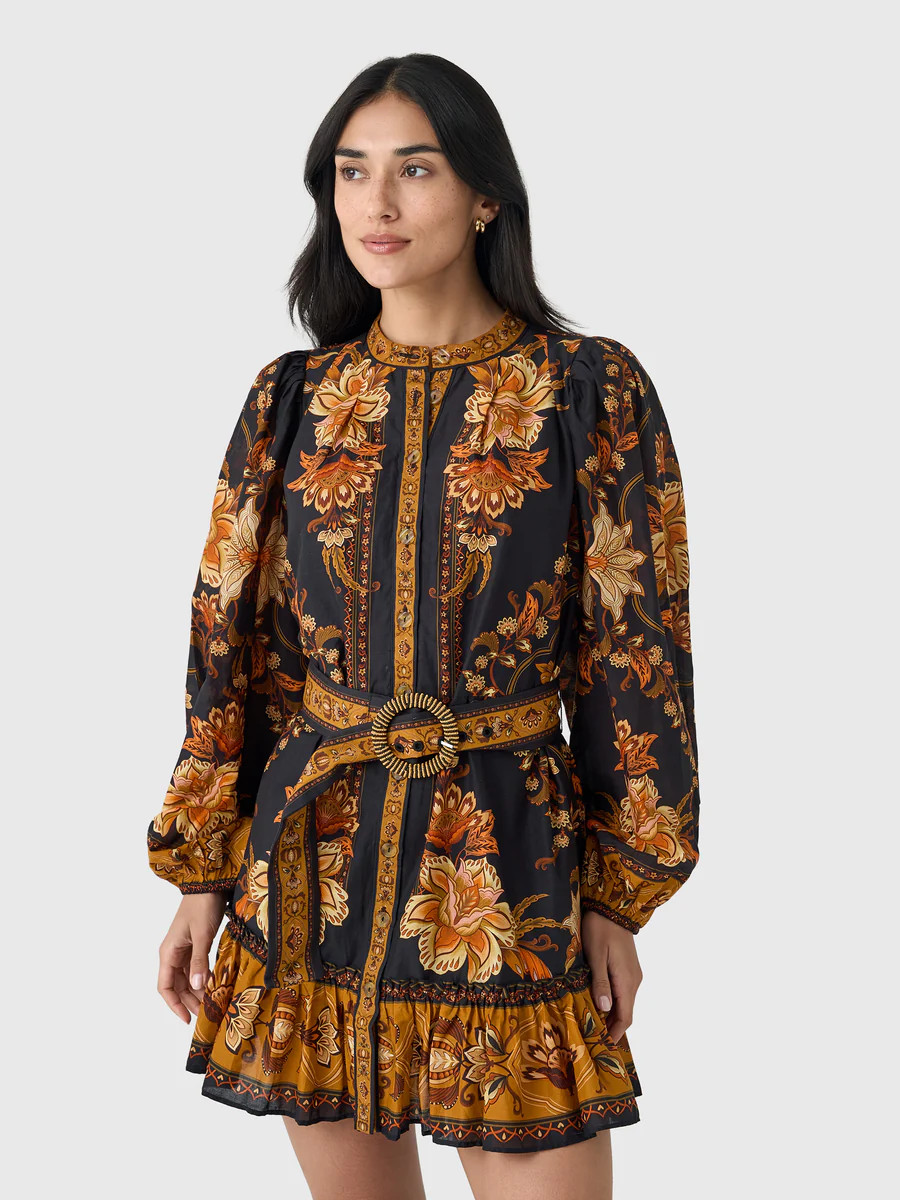 Farm Rio Women's Majestic Garden Long Sleeve Mini Dress | Saint Bernard
