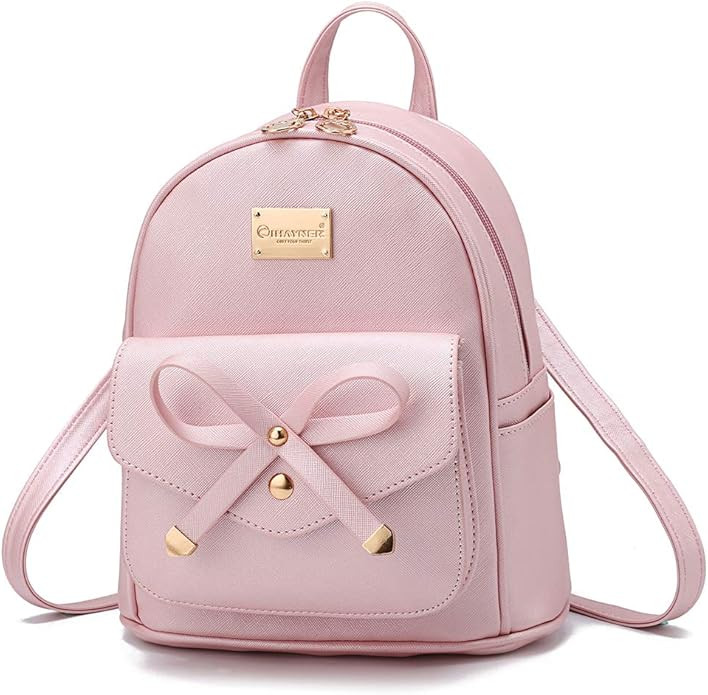 Girls Bowknot Cute Leather Backpack Mini Backpack Purse for Women | Amazon (US)