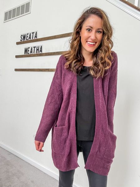 Purple cozy cardigan with pockets from Amazon! Under $50 + comes in several colors 🖤

fall outfits // fall fashion // sweater weather 

#LTKunder50 #LTKSeasonal #LTKstyletip