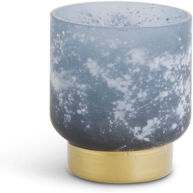 K&K Interiors 54323A-1 5.25 Inch Frosted Blue Glass Container w/Gold Base | Amazon (US)
