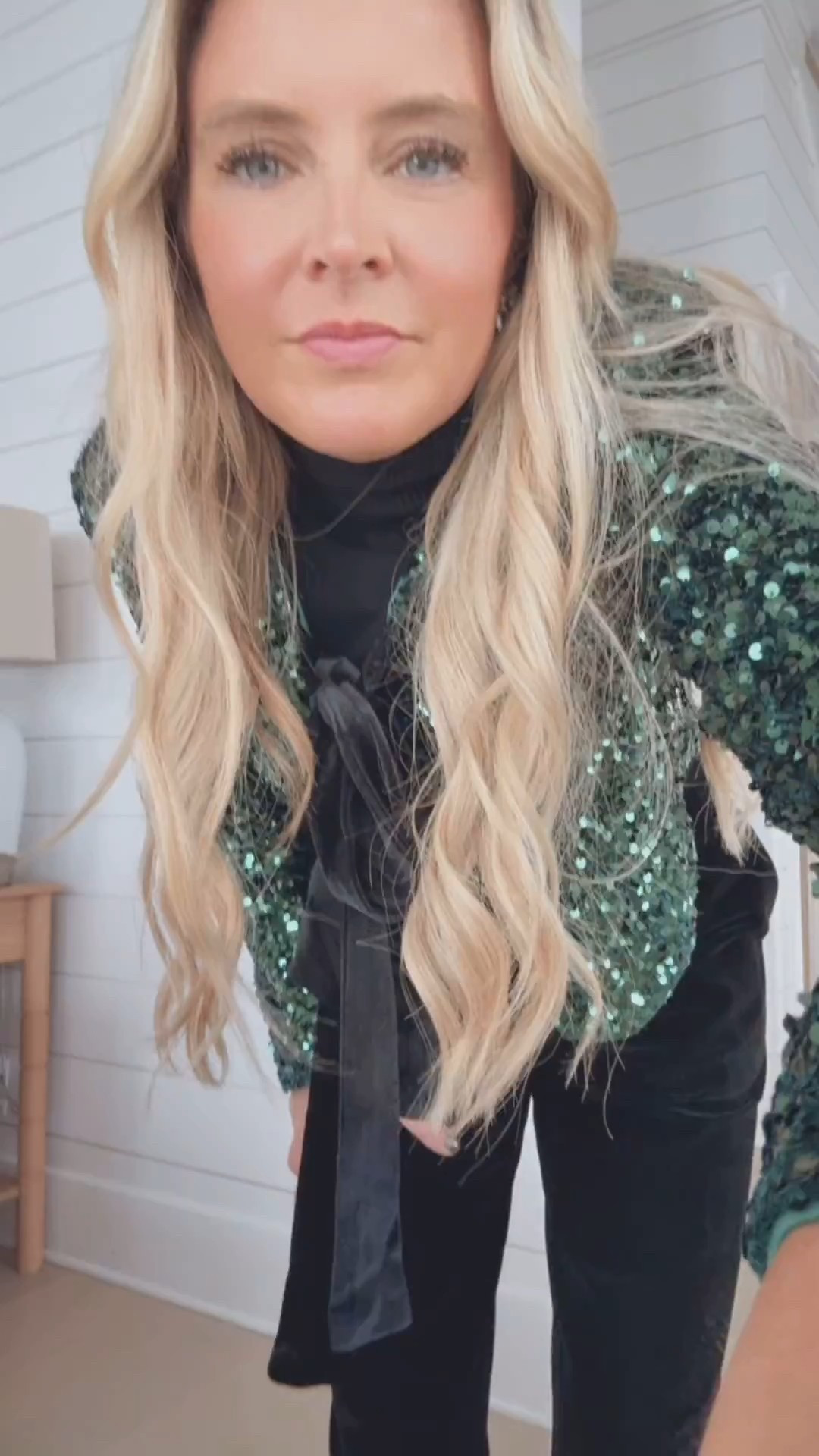 Obsessed with this sequin jacket from Avara!! Holiday season perfection!! Paired with velvet pants and the cutest bow heels! Wearing an XS in everything!!

#LTKParties #LTKFindsUnder100 #LTKHoliday