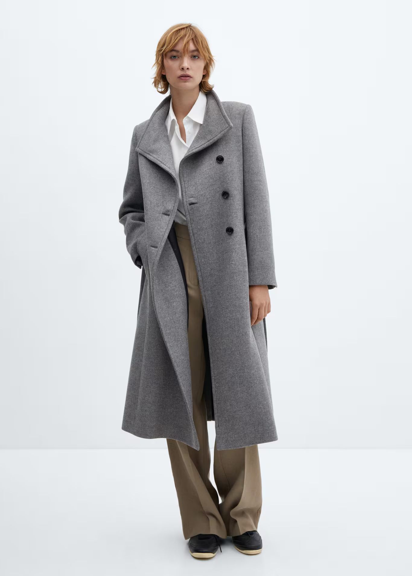 Woollen coat with belt | MANGO (UK)