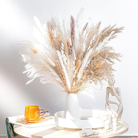 WILD AUTUMN 92PCS Beautiful Natural Pampas Grass Bouquet Decor | Long-Lasting Dried Flowers Bouqu... | Amazon (US)