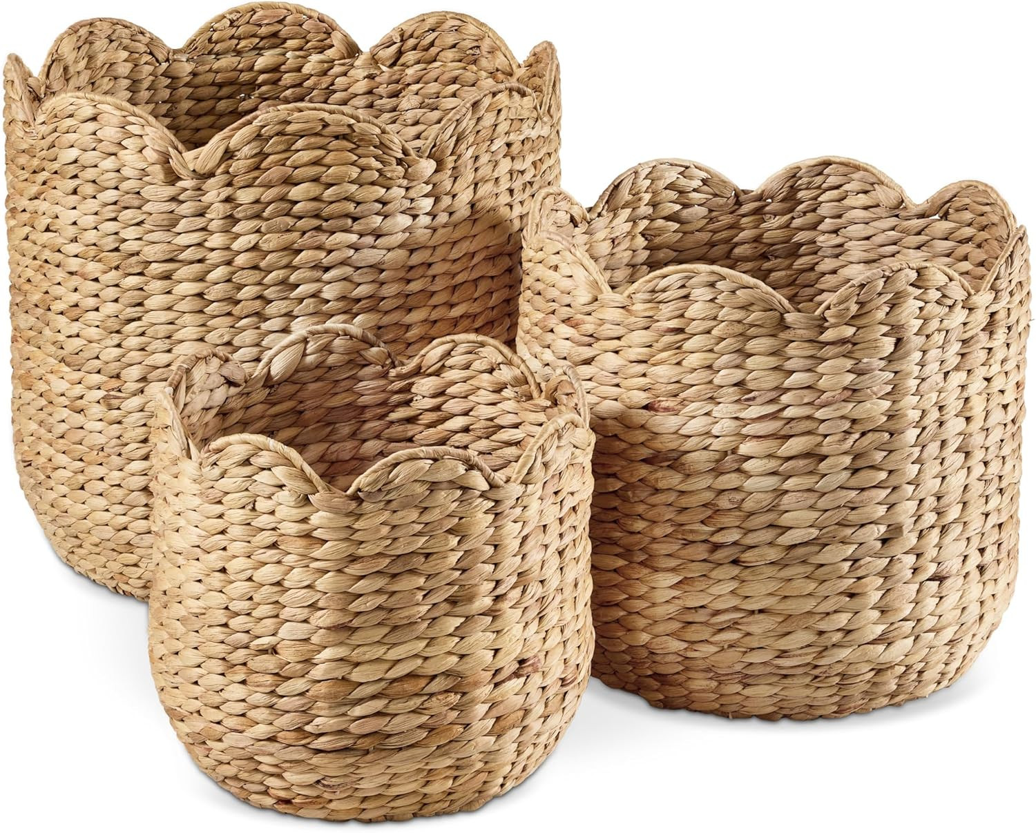 Best Choice Products 3pc Water Hyacinth Scalloped Multipurpose Nesting Baskets, Storage Bin Organ... | Amazon (US)