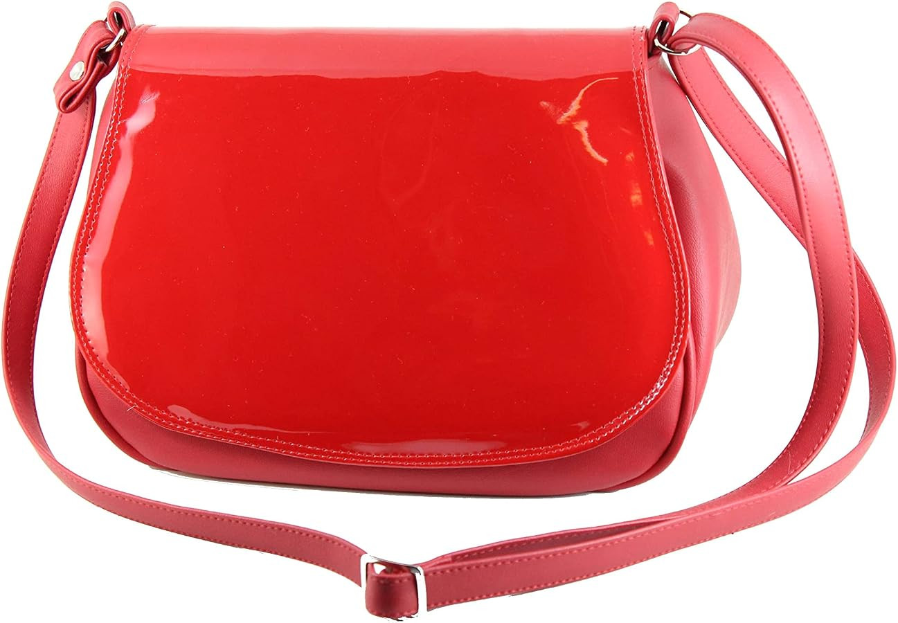 LONI Shoulder Bags for Women Handbag Crossbody Everyday Saddle Bag Medium Patent/Pu Leather | Amazon (UK)