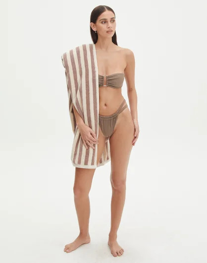 Beach Towel in Brown Stripe | Glassons | Glassons (NZ)