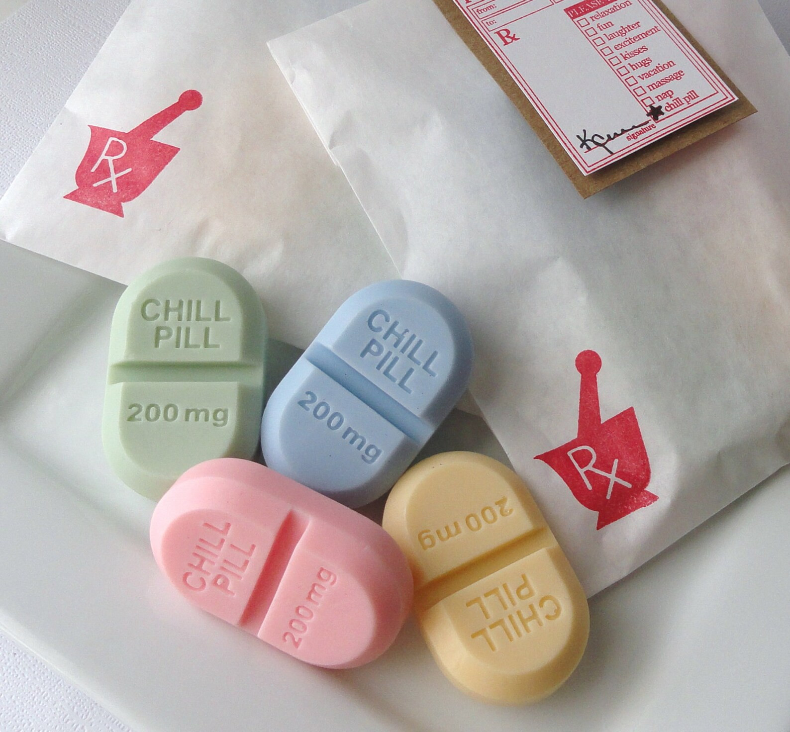 Chill Pill Soap Set - RX Pill Soap Gift Set, Goat Milk Soap, Valentines, Novelty, Shaped soap, te... | Etsy (US)