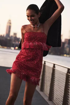 Saylor Caitriona Sequin Fringe Mini Dress | Anthropologie (US)