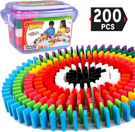 Liberty Imports 200-Piece Bucket of Wooden Domino Blocks Set - Real Authentic Basswood Standard D... | Amazon (US)