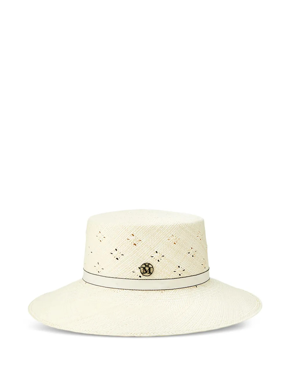 Maison Michel Ludi perforated ribbon-detailed hat - Neutrals | Farfetch Global