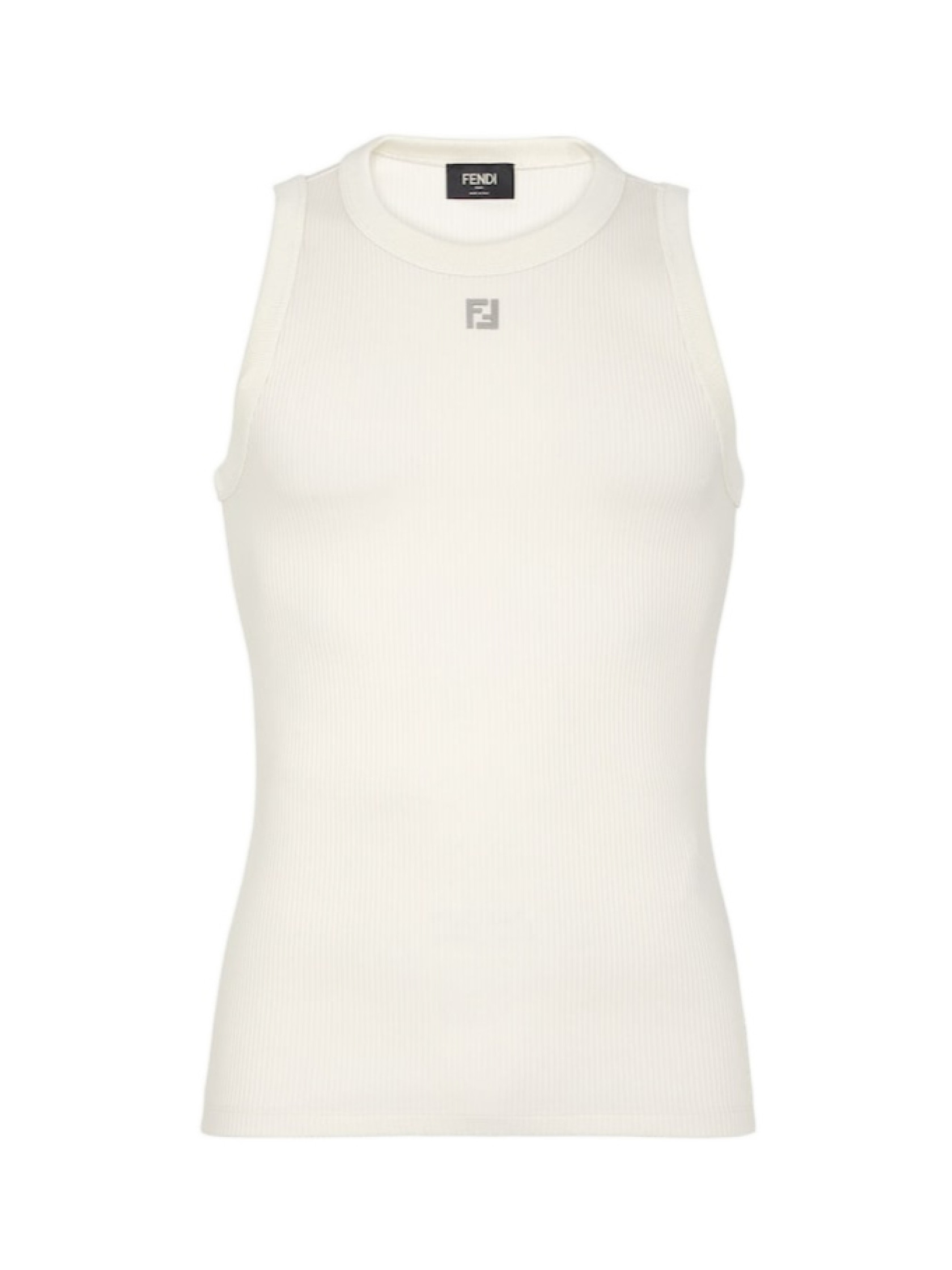 Fendi Logo Plaque Ribbed-Knit Top | Senser US