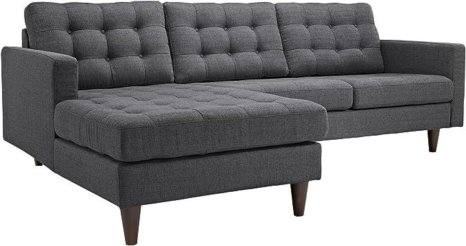Modway Empress Mid-Century Modern Upholstered Fabric Left-Arm Facing Sectional Sofa in Gray | Amazon (US)