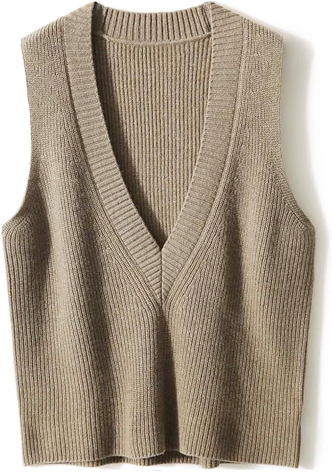 Blostirno Women's Sweater Vest V Neck Knit Pullover Vests Trendy Solid Knitwear Sleeveless Sweate... | Amazon (US)