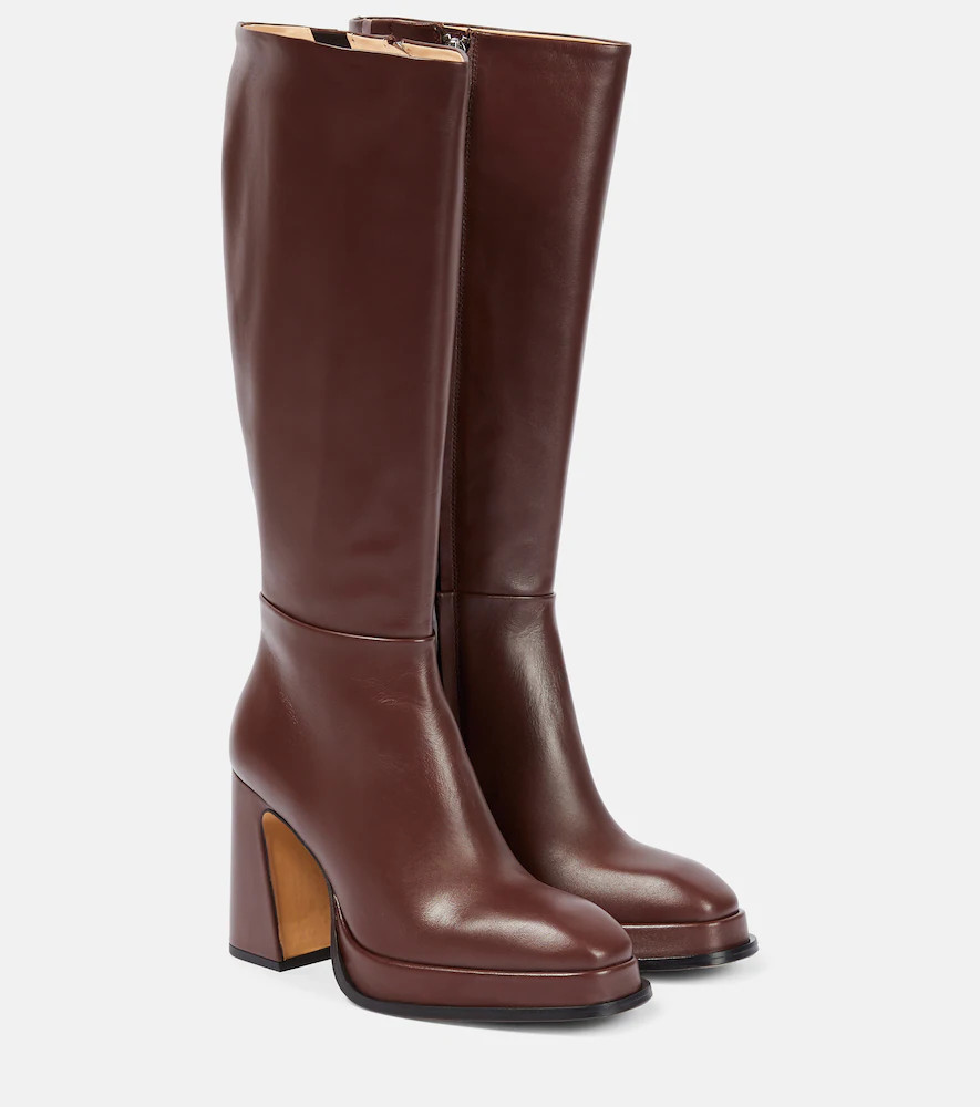 Souliers Martinez Begonia leather knee-high boots | Mytheresa (UK)