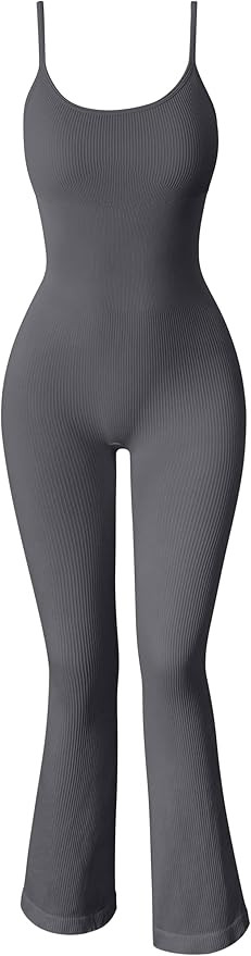 OQQ Women Yoga Jumpsuits Ribbed Exercise Adjustable Spaghetti Strips Tops Bell Bottoms Flare Jump... | Amazon (US)