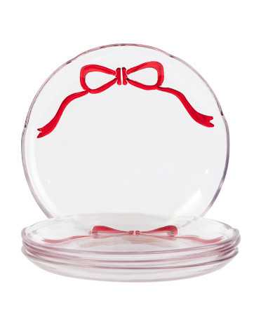 Set Of 4 8in Single Bow Side Appetizer Plates | TJ Maxx