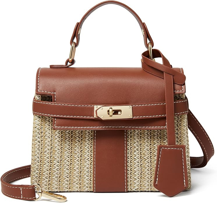 Straw Beach Bags for Women, Crossbody Shoulder Handbags Woven Bag for Summer Holiday | Amazon (US)