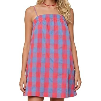 NUFIWI Women Boho Graffiti Cami Mini Dress Spaghetti Strap Printed A Line Short Dress Cute Colorf... | Amazon (US)