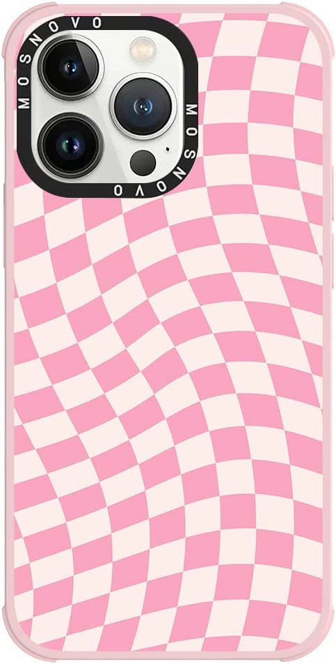 MOSNOVO Compatible with Magsafe Designed for iPhone 13 Pro Case, Pink Twist Check [ Buffertech™... | Amazon (US)