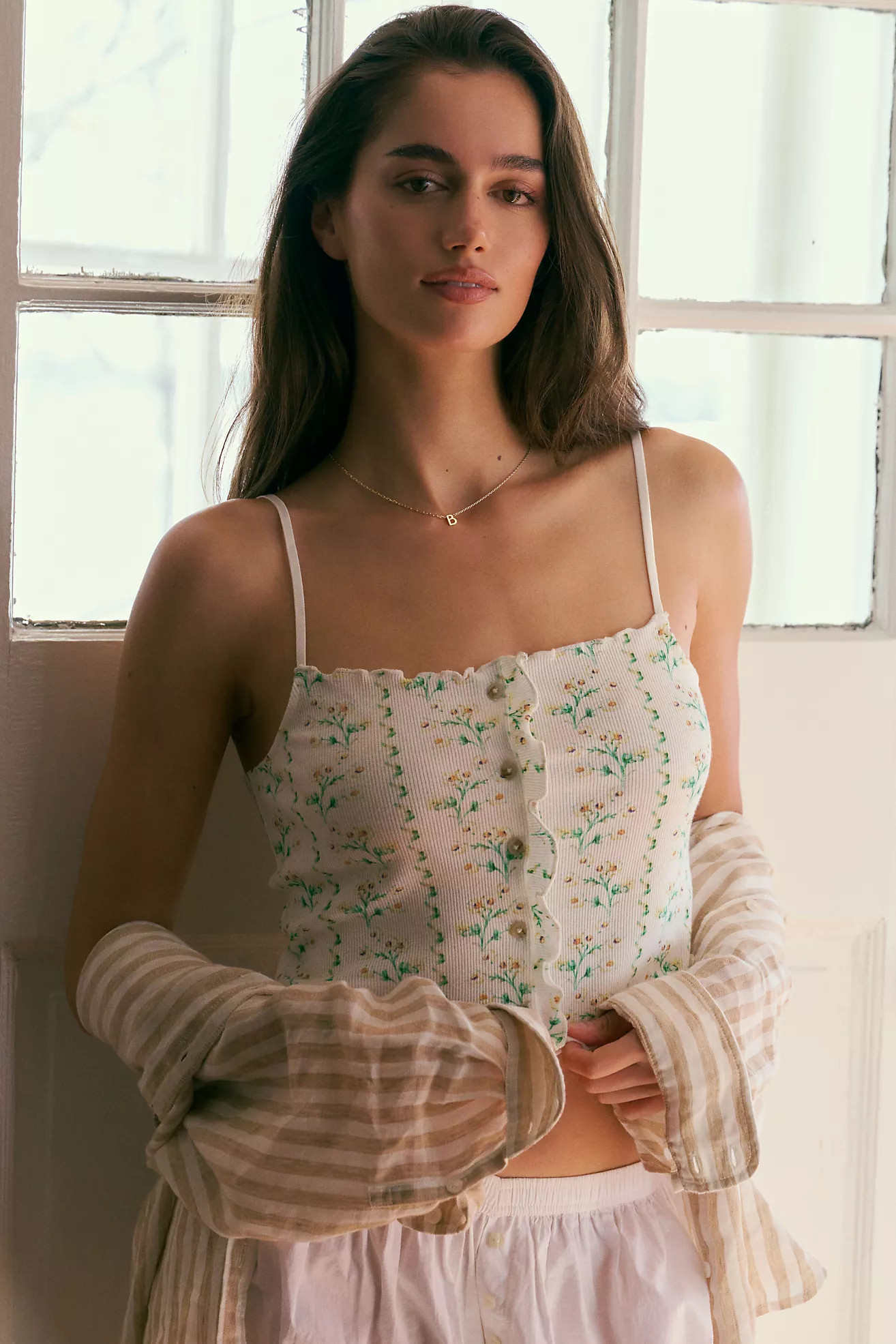 LyreBird Printed Cotton Rib Cami | Anthropologie (US)