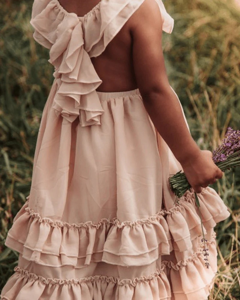 Nellie Ruffle Maxi Dress - Champagne | Bailey's Blossoms