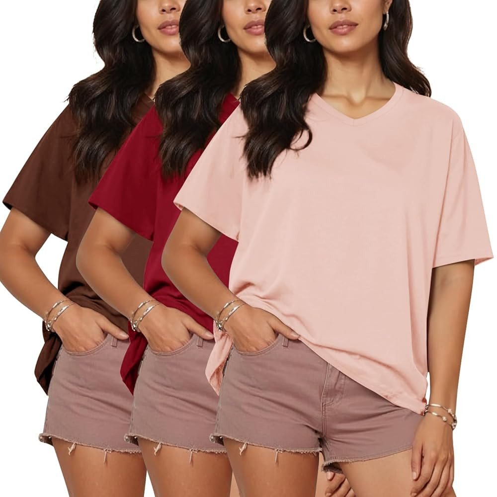 HLTPRO 3 Pack Oversized Tshirts for Women - Loose Fit Baggy Workout Tops Casual Summer Beach Vaca... | Amazon (US)