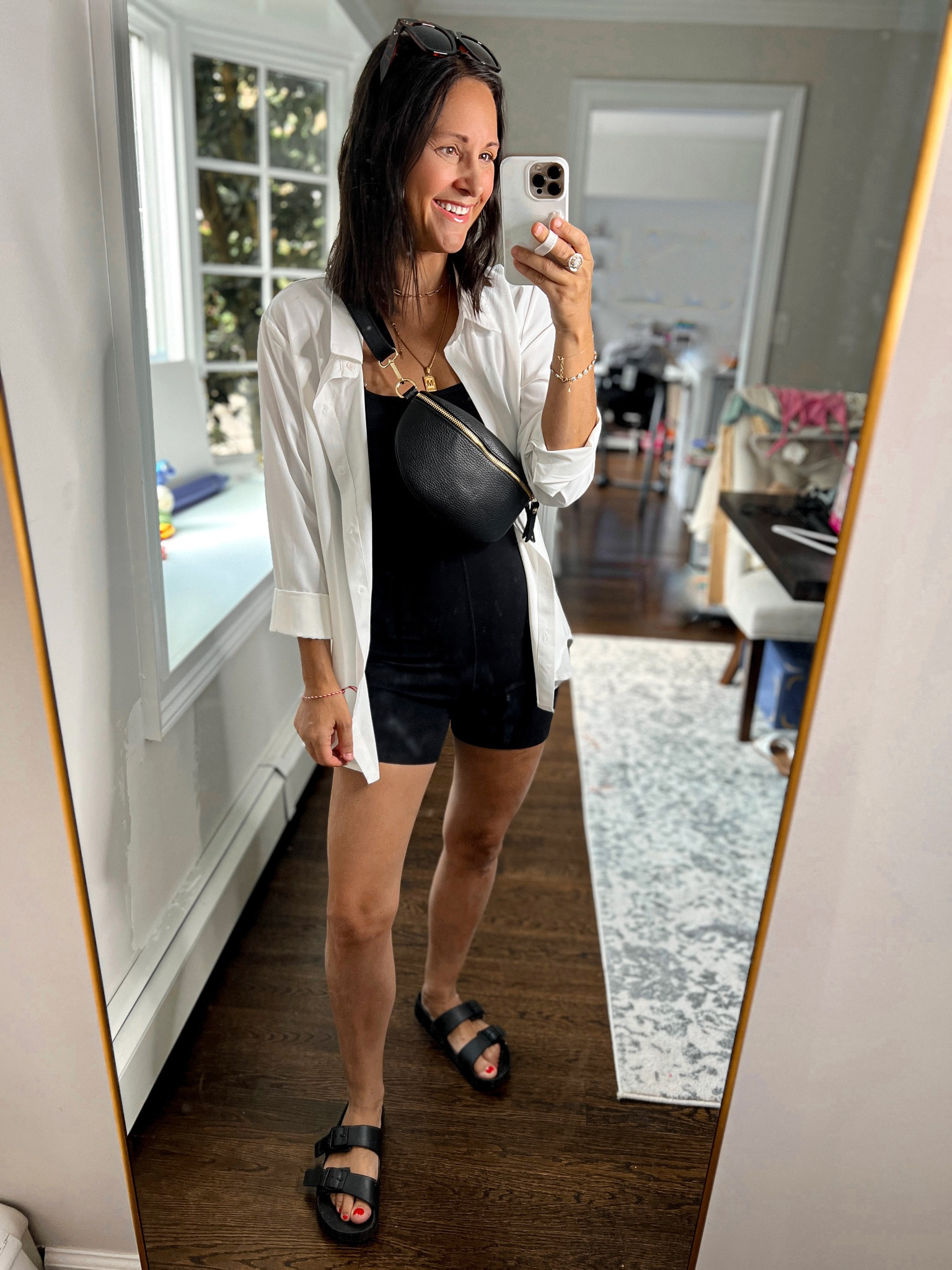#romper #bodysuit #travellook #momcasual 
Wearing a small in romper & button down. Love this easy outfit! 

#LTKunder50 #LTKtravel #LTKFind