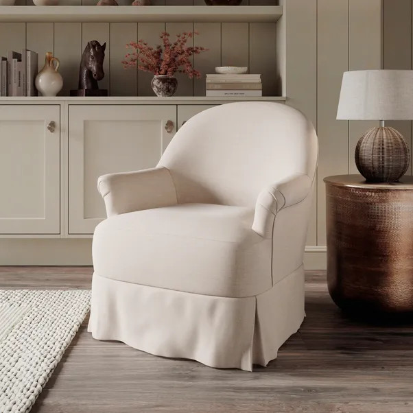 Petit Faux Linen Skirted Occasional Armchair | Dunelm