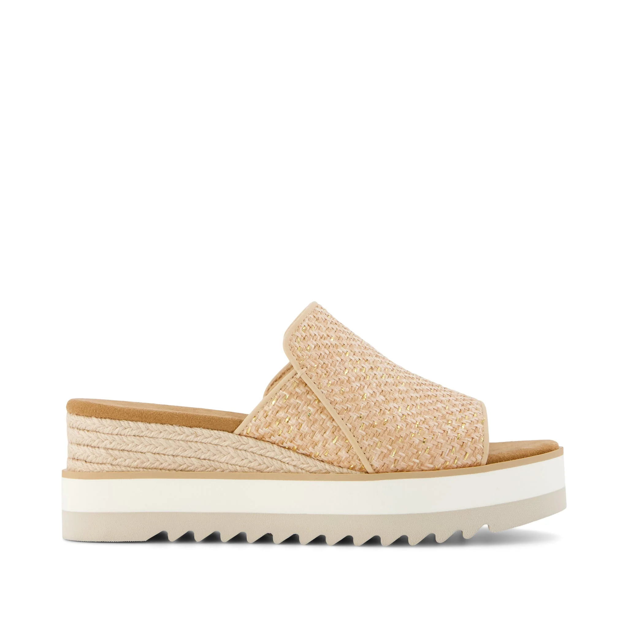 Womens Diana Mule Wedge Sandal Natural Metallic Raffia | Toms EMEA