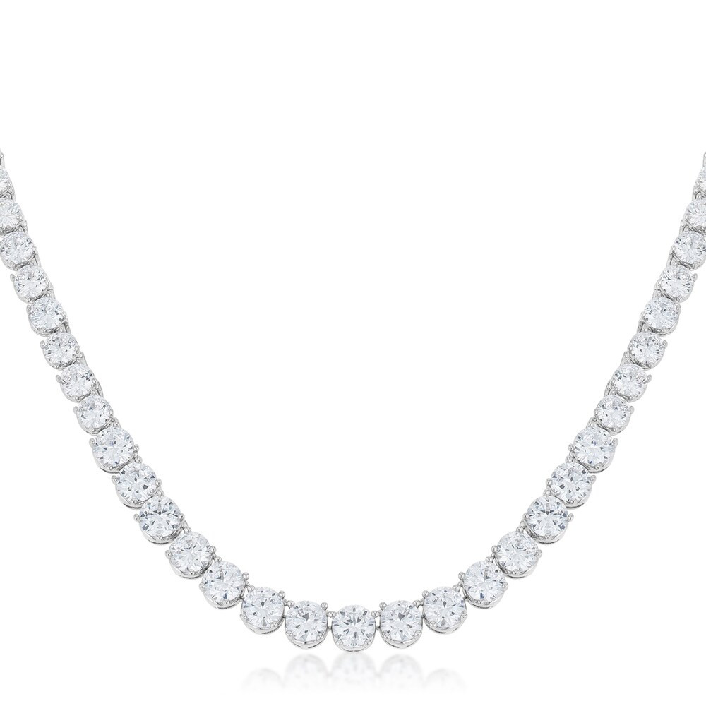 Kate Bissett Graduated Cubic Zirconia Necklace - White (Silvertone Finish) | Bed Bath & Beyond