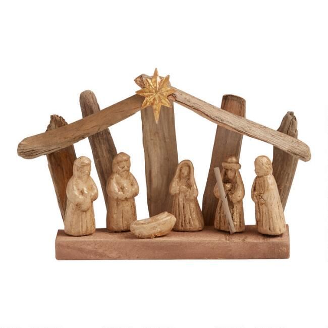 Driftwood and Paper Pulp Nativity Scene Decor | World Market