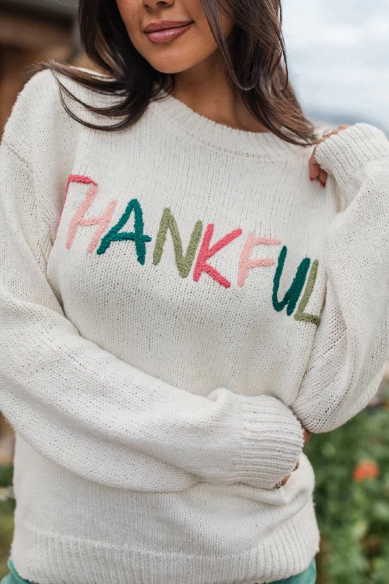 Thankful sweater 
Thanksgiving outfit 


#LTKFindsUnder50 #LTKSeasonal #LTKStyleTip