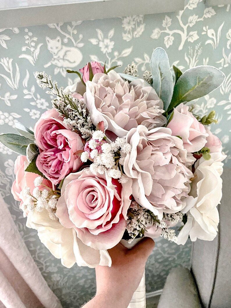 Blush & Ivory Real Feel Bridal Bouquet | Etsy (US)