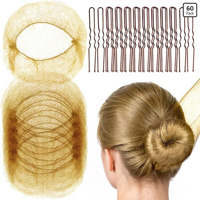 FANDAMEI 20PCS Invisible Hair Nets for Buns & 40PCS U-Shaped Hair Pins, Ballet Bun Maker Set for ... | Amazon (US)