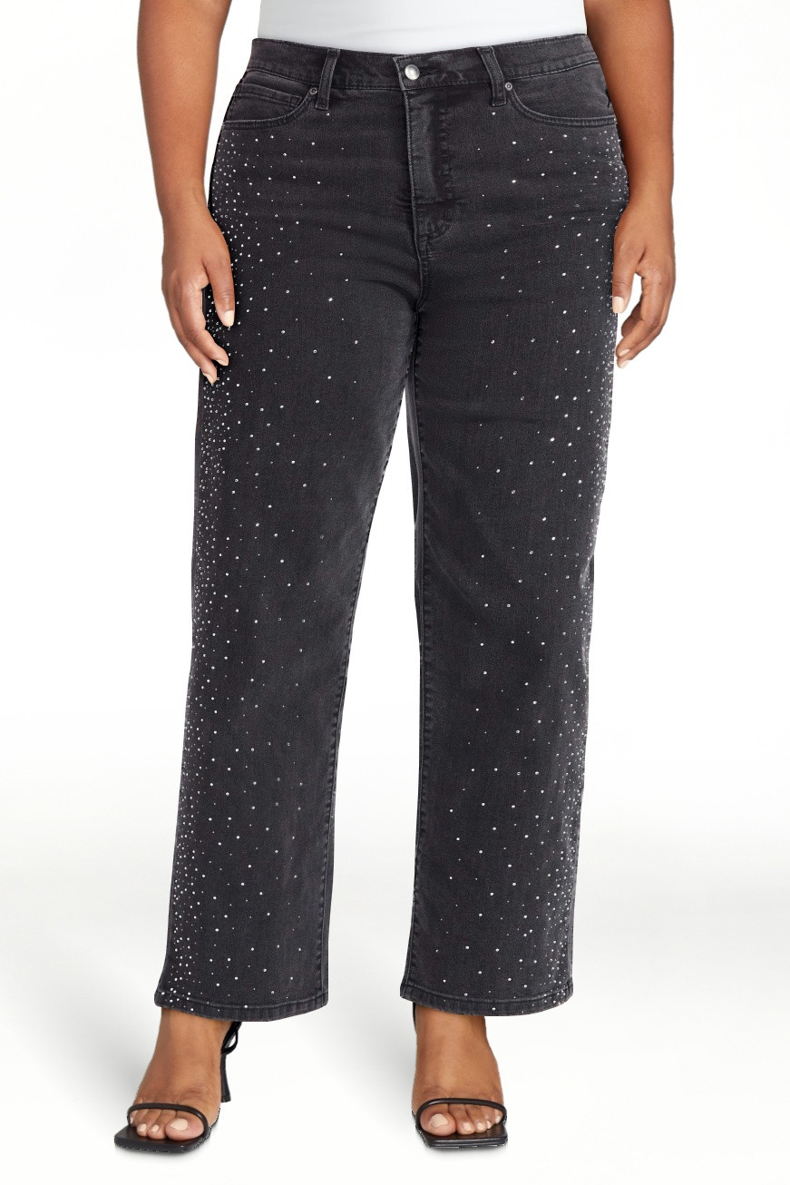 Sofia by Sofia Vergara Women's and Women's Plus Size Lana Embellished Relaxed Straight Cropped Hi... | Walmart (US)