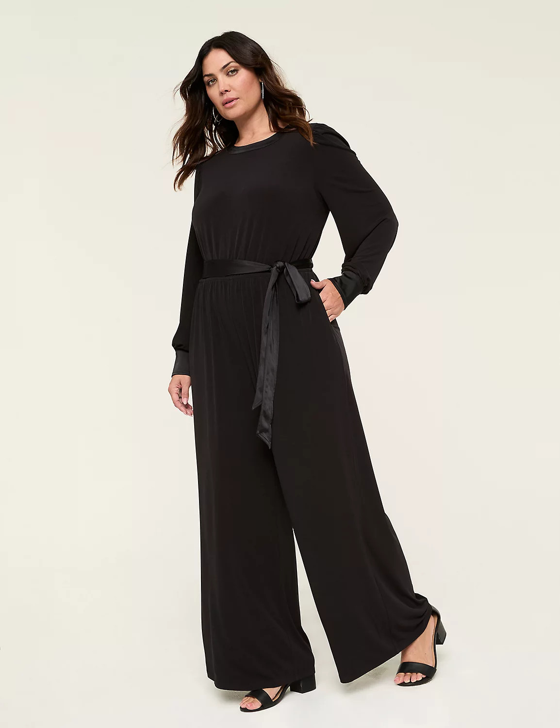 Blouson-Sleeve Wide Leg Jersey Jumpsuit | Lane Bryant (US)