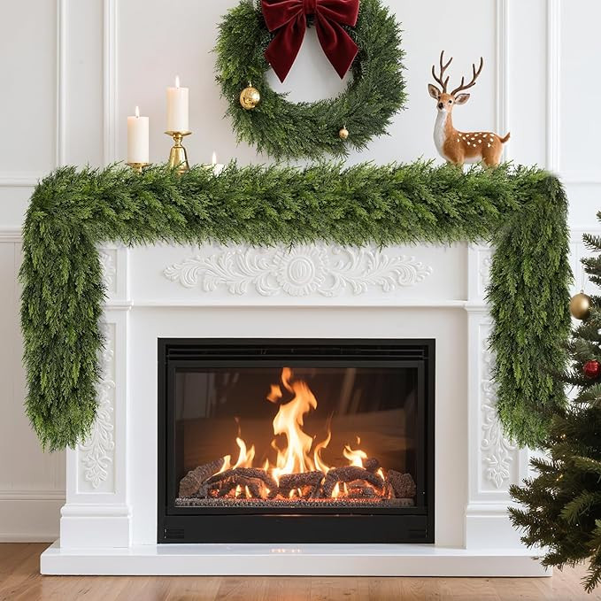 6FT Lush Christmas Cedar Garland Real Touch Artificial Realistic Soft and Thickness Greenery Faux... | Amazon (US)