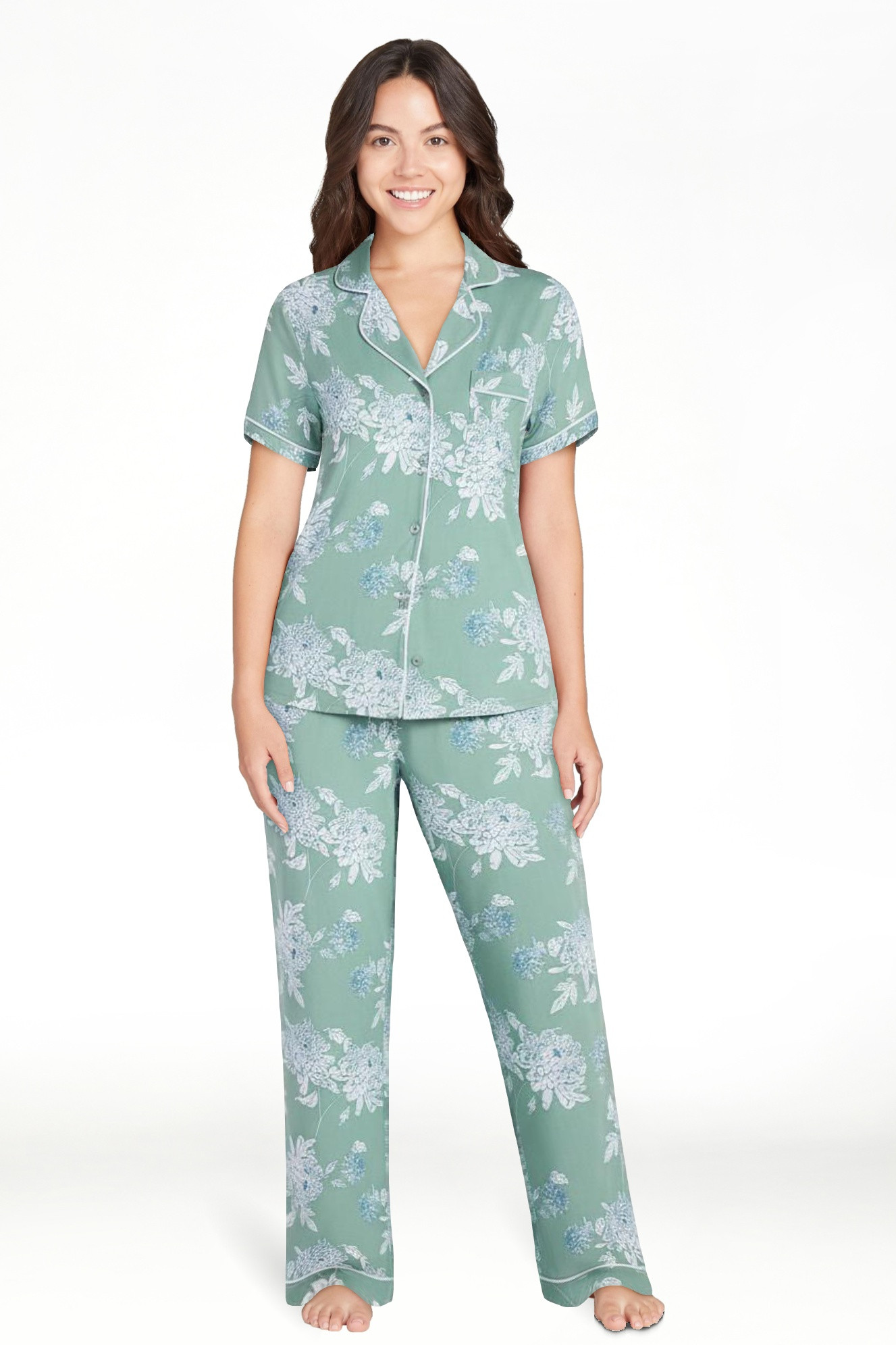 Joyspun Women's Dreamy Soft Collection Notch Collar Top and Capri Pants Pajama Set, 2-Piece, Size... | Walmart (US)