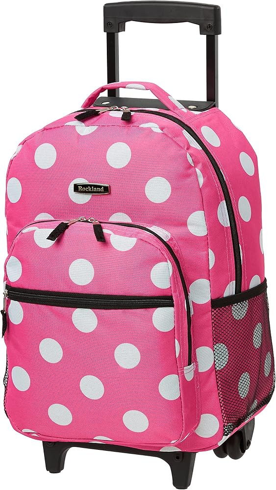 Rockland Double Handle 17" Rolling Backpack, Pink Dot | Amazon (US)