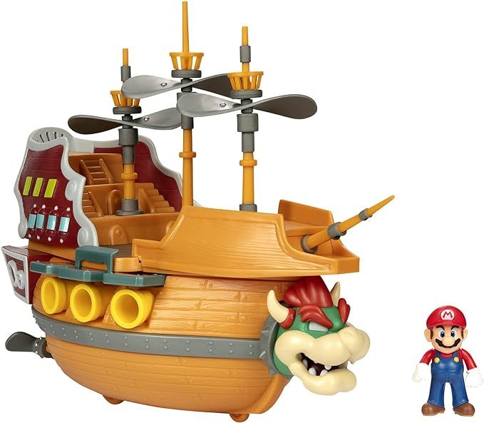 Super Mario Deluxe Bowser's Air Ship Playset with Mario Action Figure – Authentic In-Game Sound... | Amazon (US)