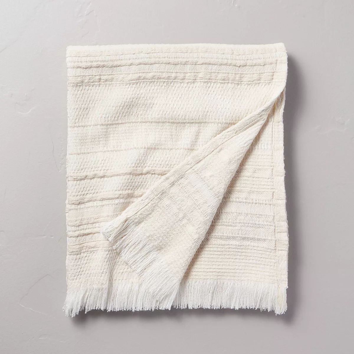 Textured Rib Stripe Dobby Throw Blanket Vintage Cream - Hearth & Hand™ with Magnolia | Target