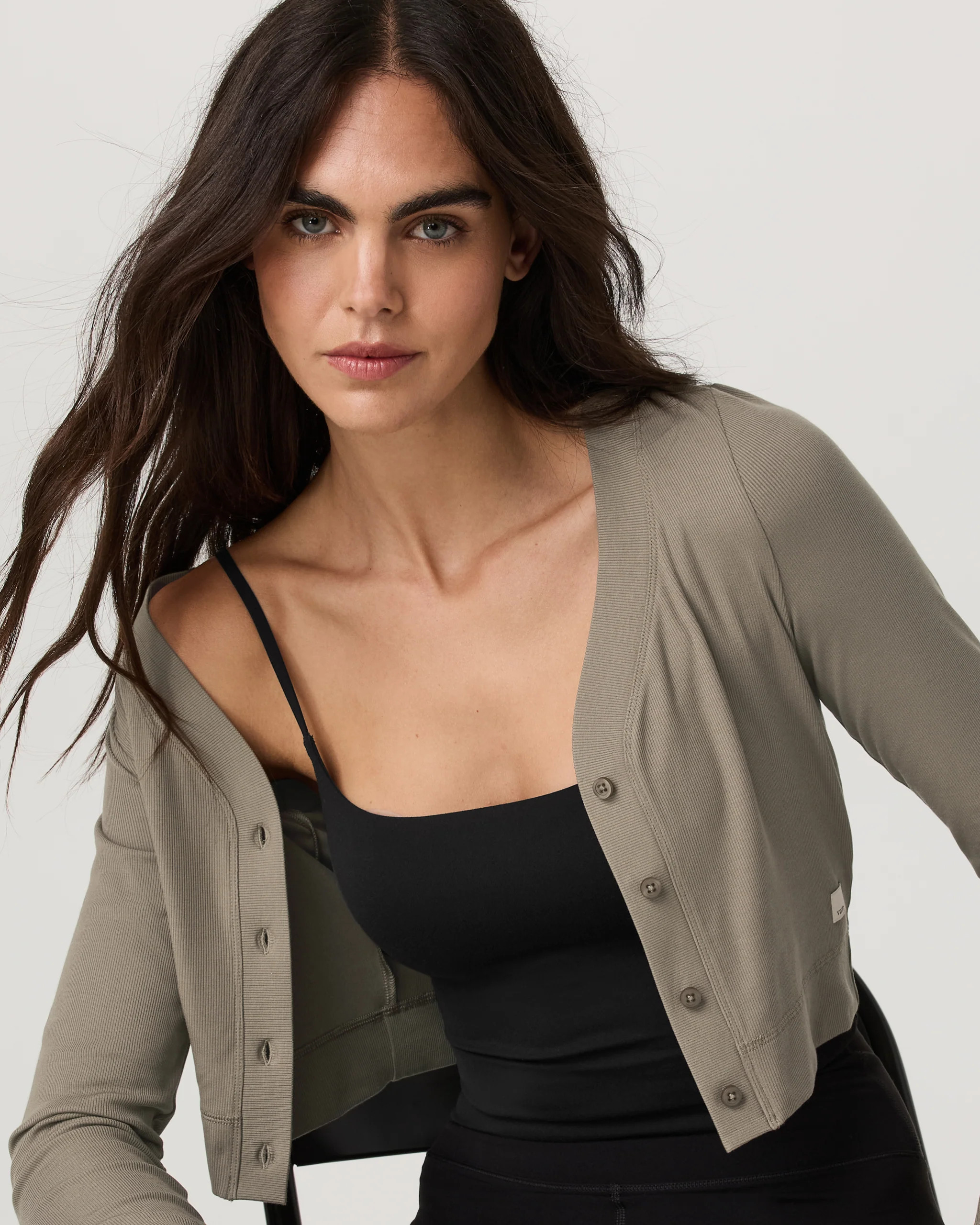 Long Sleeve Pose Mini Cardigan | Women's Taupe Top | Vuori | Vuori Clothing (US & Canada)