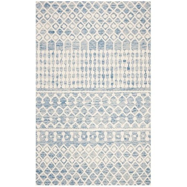 Safavieh Handmade Blossom Contemporary Floral Blue / Ivory Wool Rug - 8' x 10' | Bed Bath & Beyond