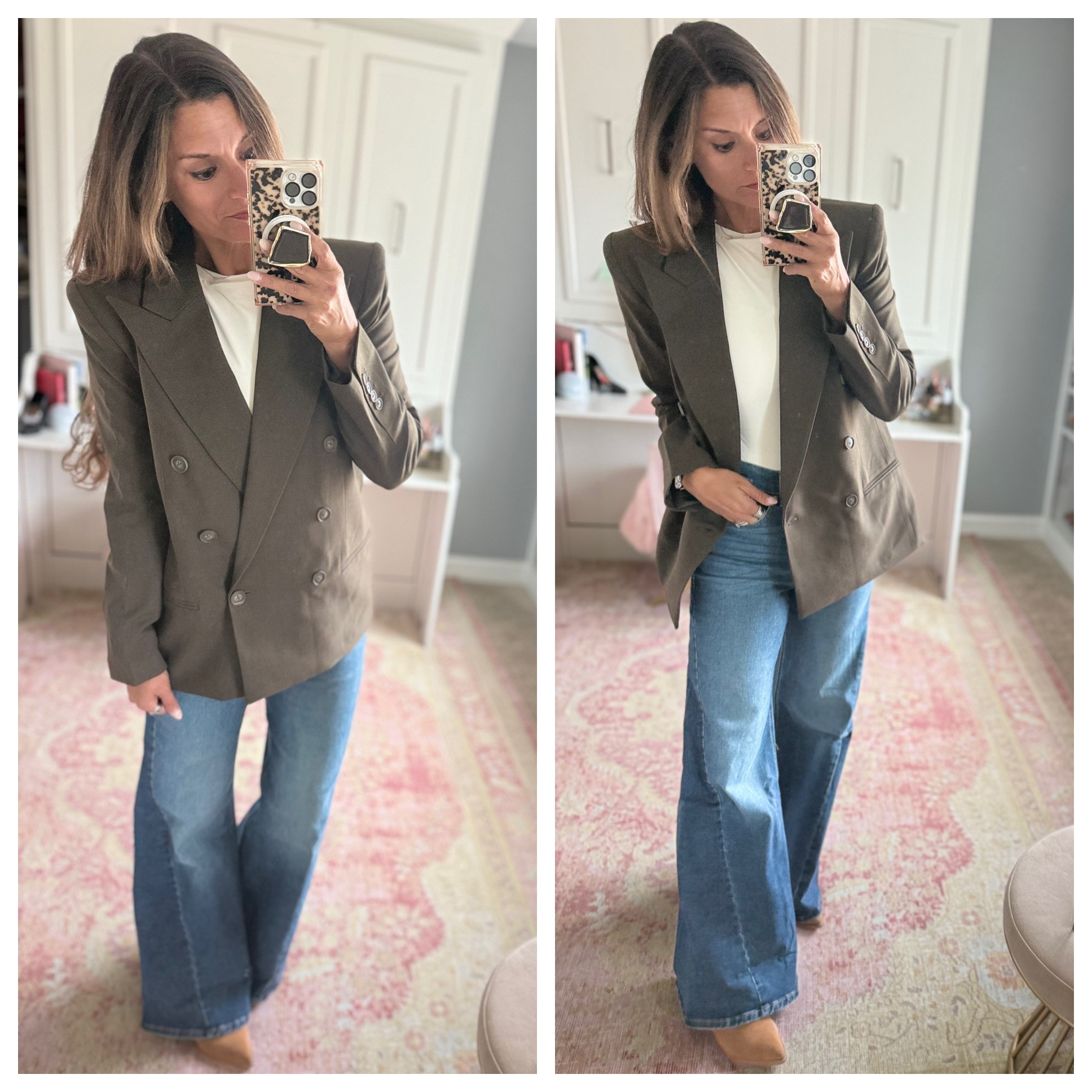 Oversized blazer with wide leg jeans for fall