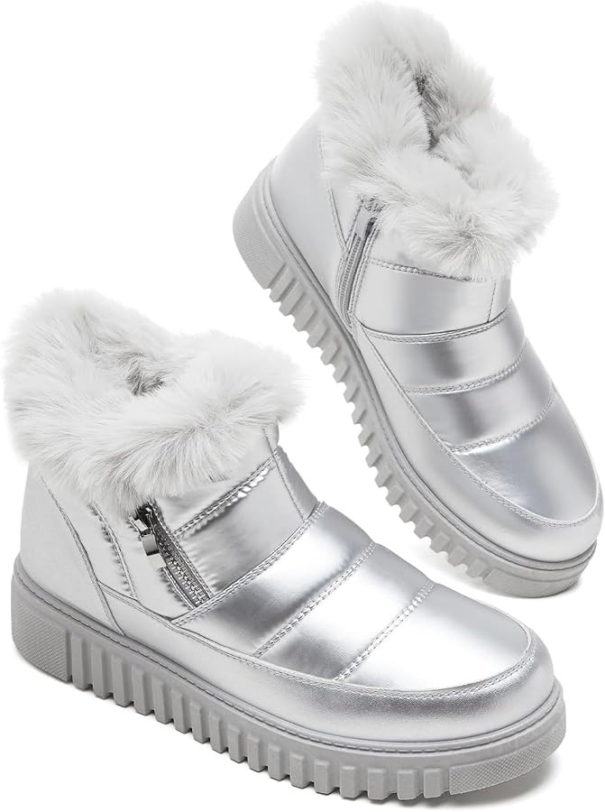 kufeiti Women's Waterproof Fall Winter Snow Boots Platform Fur Lined Ankle Boots for Women with S... | Amazon (US)