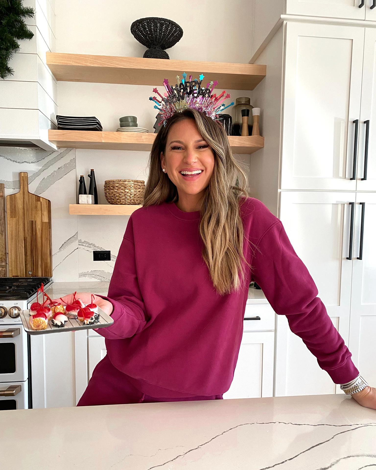 In a medium crewneck sweatshirt and joggers, slippers and NYE headband for a cozy night at home  from Amazon - all fits TTS.

#LTKhome #LTKstyletip #LTKHoliday