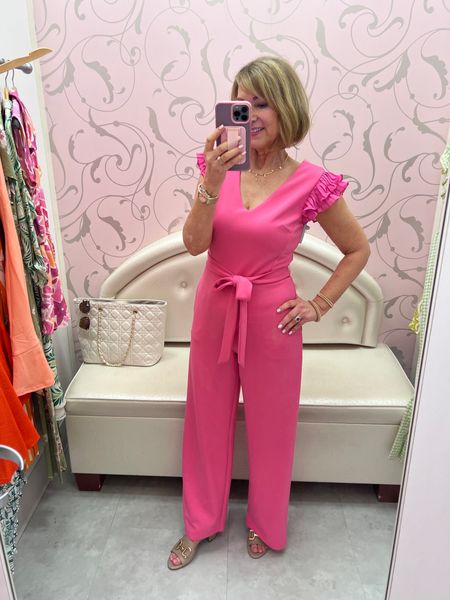 This pink jumpsuit is a great fit! Has pockets and love the ruffle at the shoulder. The orange dress is fully lined! All of these pieces are so cute and affordable. Wearing the size small in there and I’m 5’3"

#LTKfindsunder50 #LTKSeasonal